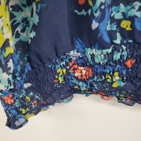 A.n.a Womens Floral Print Sheer Blouse Top Plus Size 2X Blue 3/4 Sleeve‎ V-Neck - Picture 6 of 14